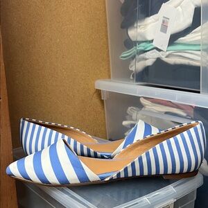J. Crew Blue and White Striped Flats